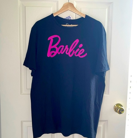 Barbie Women Black Pink Name Plate Short Sleeve Tees - Picture 3 of 3